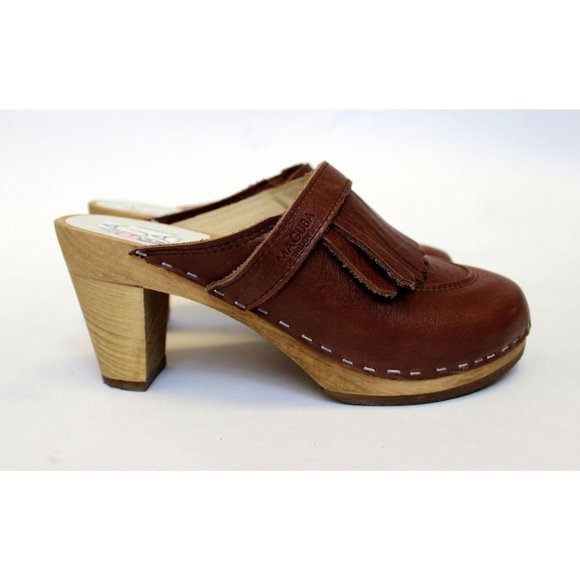 Maguba Chicago Brown Leather Clogs -EU 37/US 6.5 - Picture 5 of 6